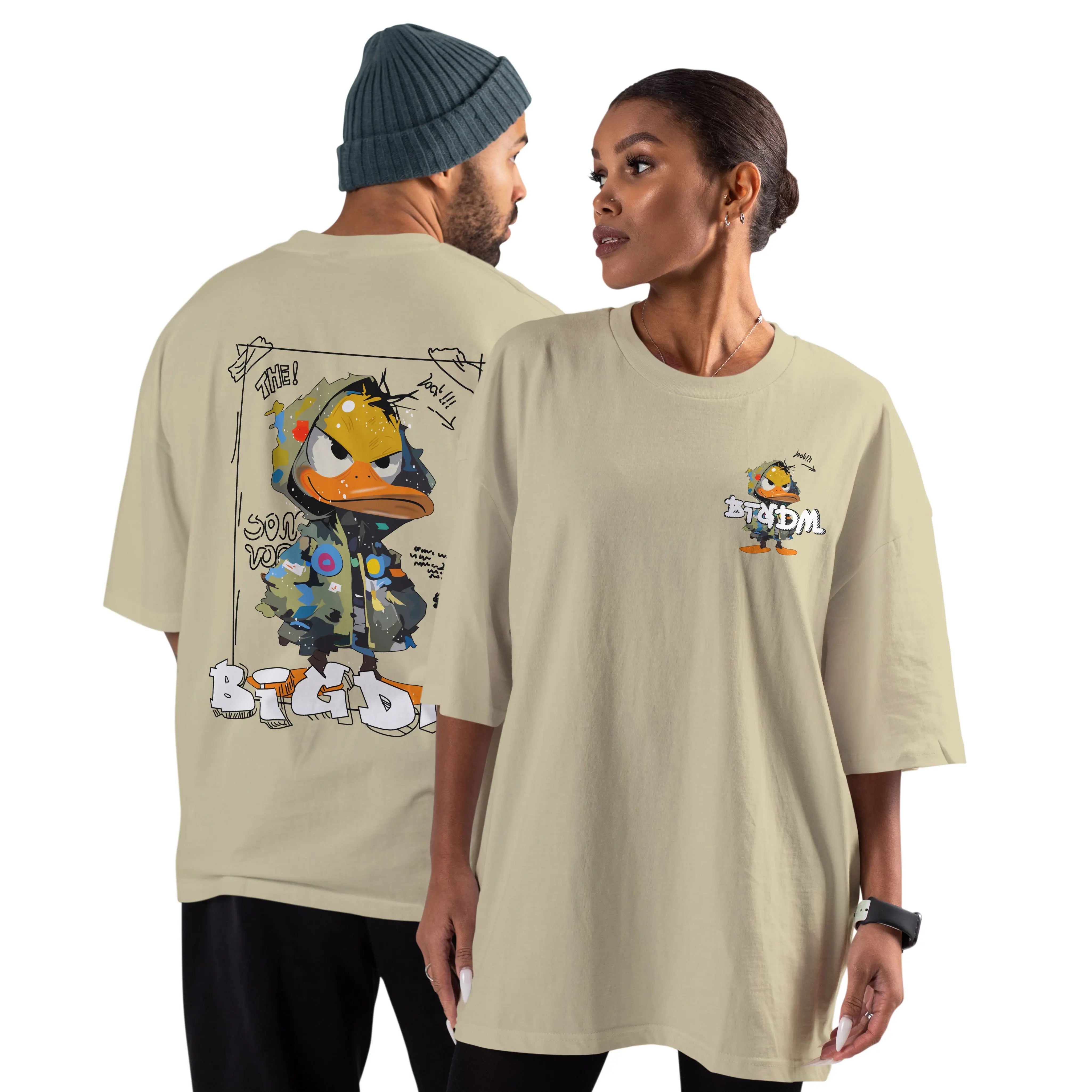 Oversized Cotton T-Shirt – Duck Print | Box-Fit & Oversized Print n Go