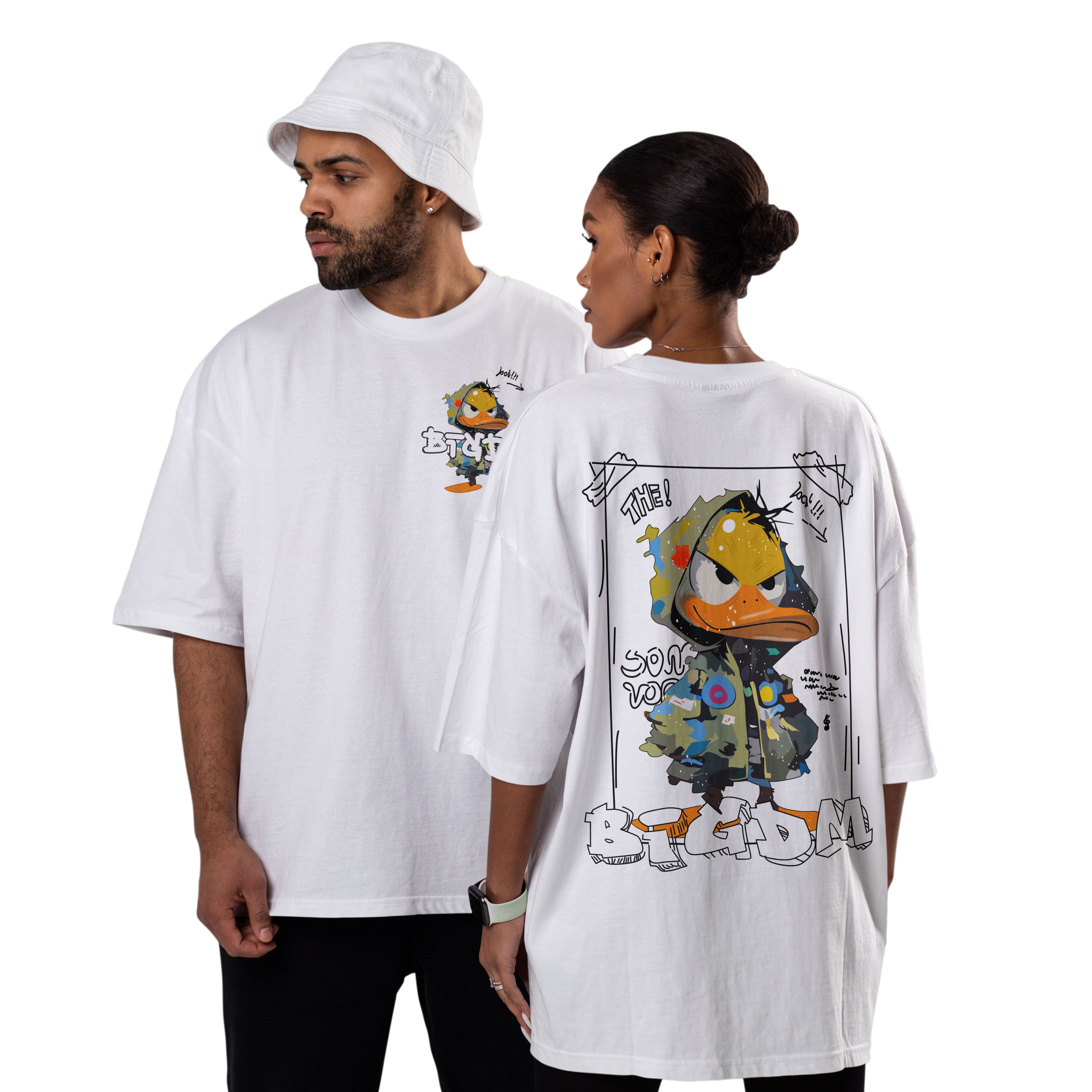 Oversized Cotton T-Shirt – Duck Print | Box-Fit & Oversized