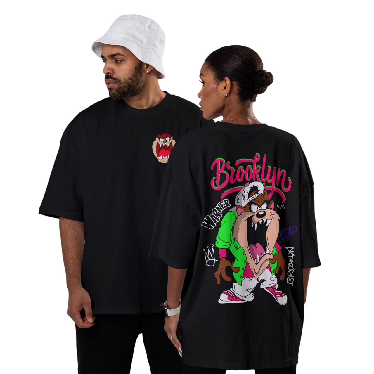 Oversized Cotton T-Shirt – TAZ Brooklyn Print | Box-Fit & Oversized